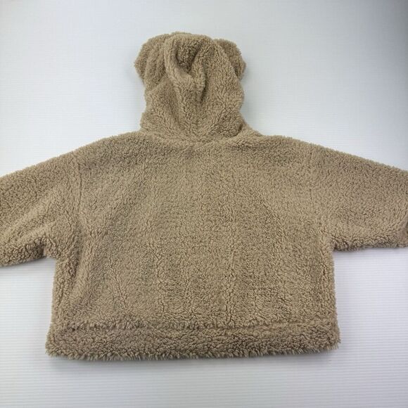 Dances & Marvel Sherpa Teddy Bear Hood Jacket Beige Tan Fuzzy Zip Women’s Medium - Picture 5 of 10